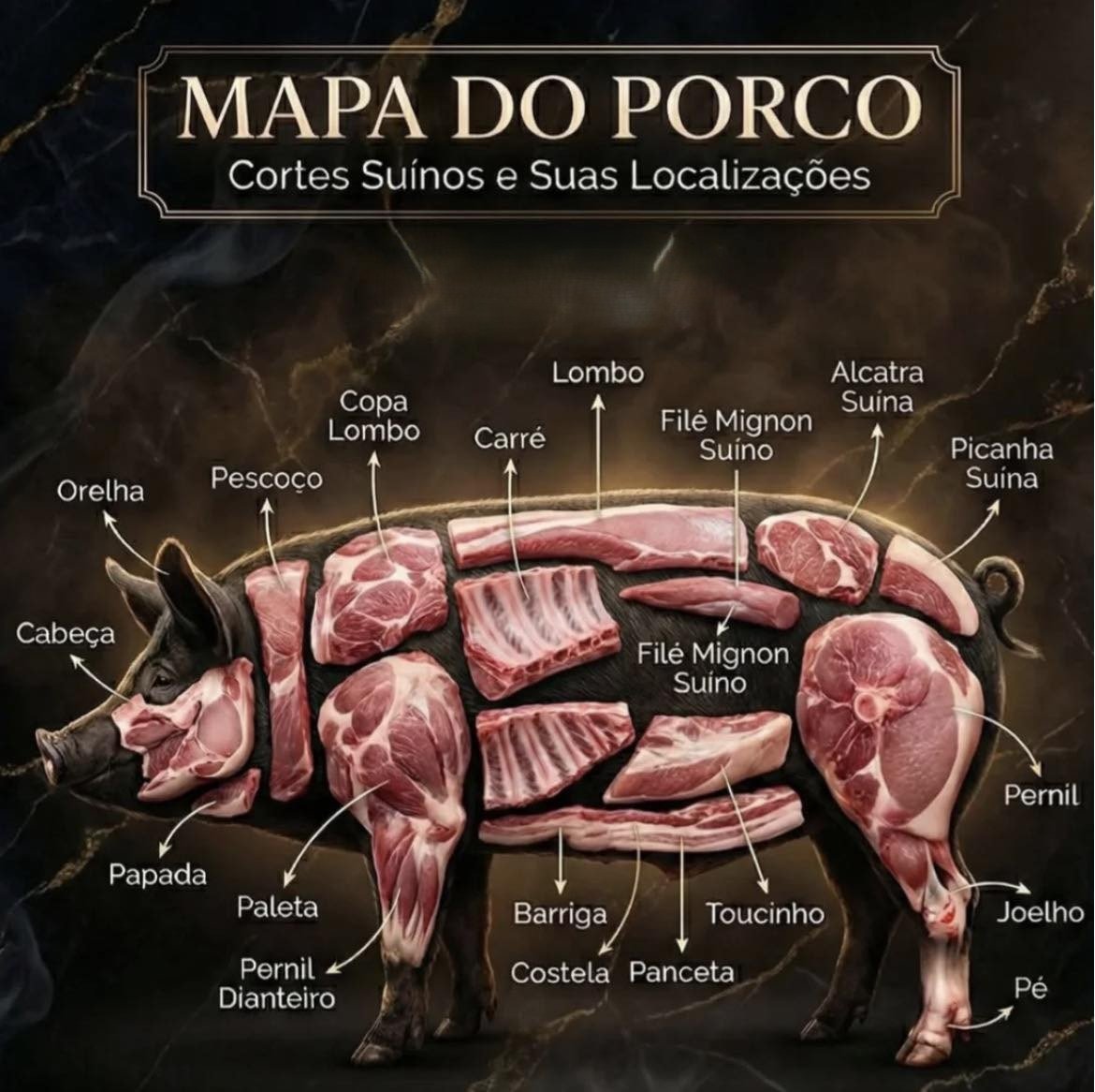 Caixa de cortes suínos embalados Abayomi
